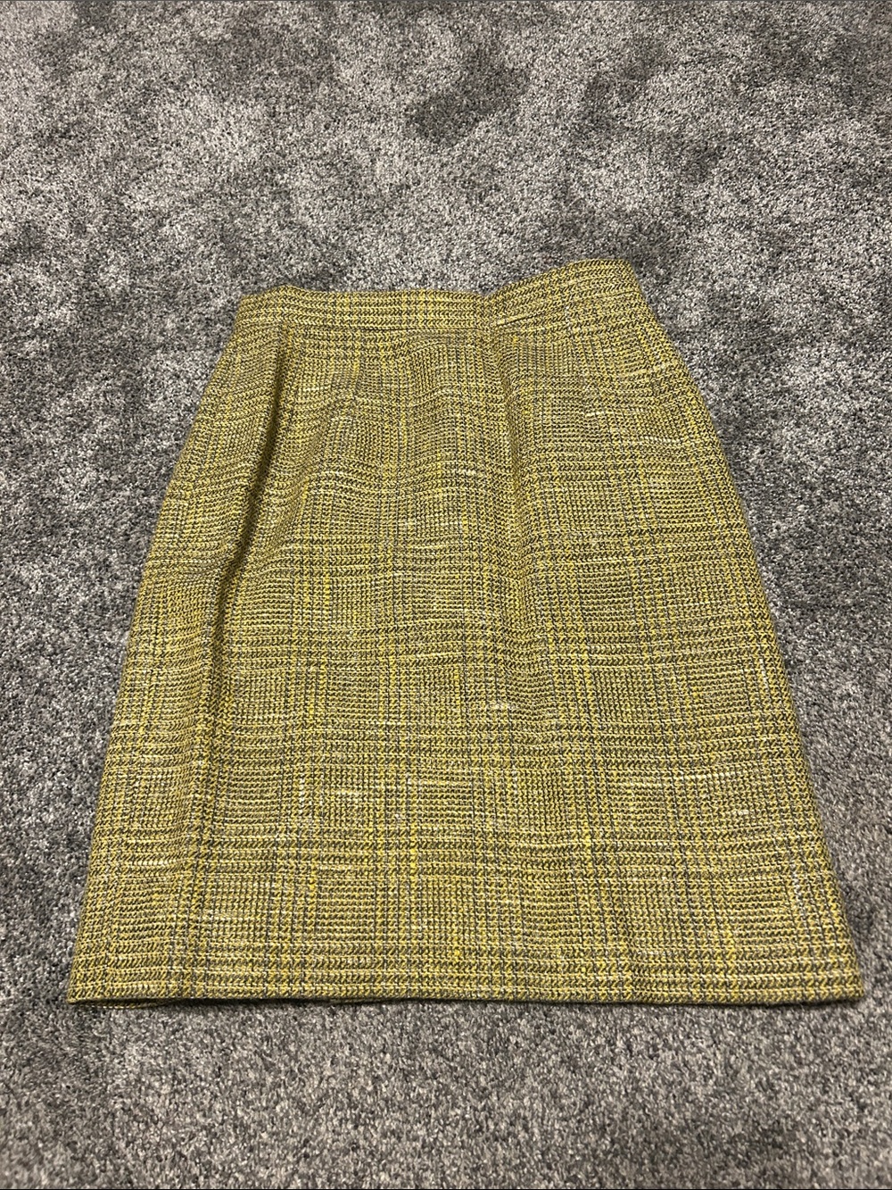 Dior Yellow Plaid Tweed Pencil Skirt